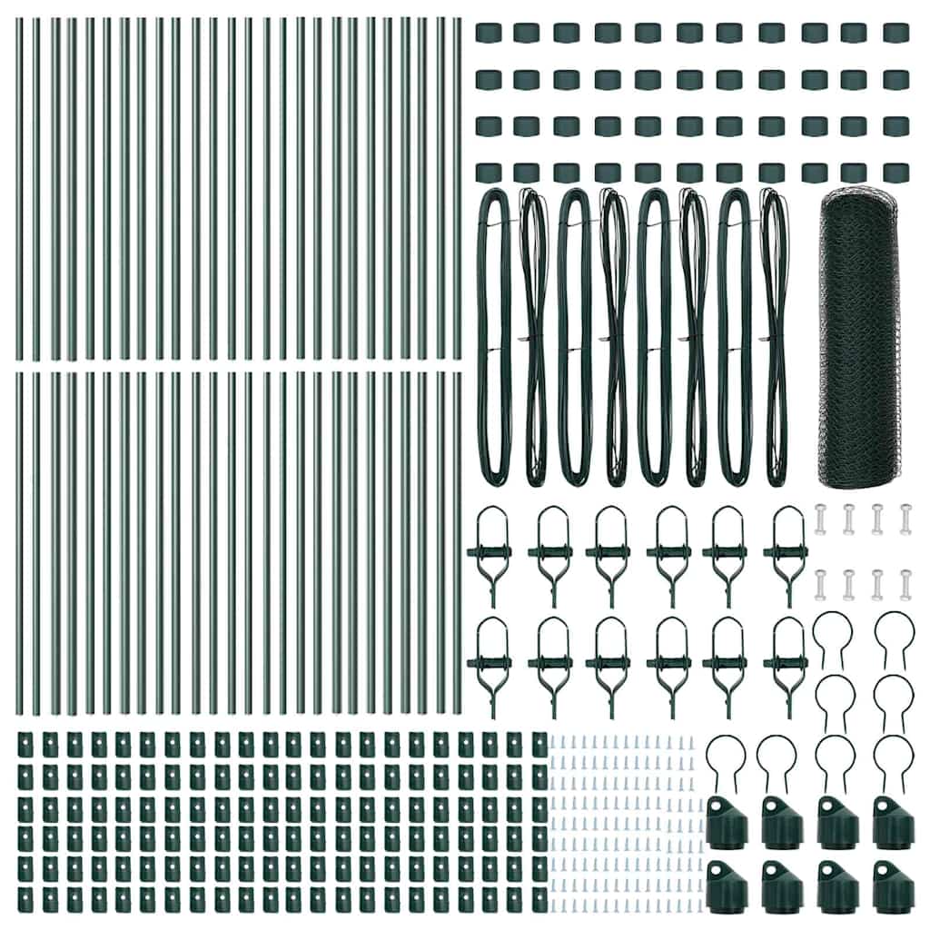 vidaXL Φράχτης με Στήλες. Πράσινο 0.6 x 100 μ Ατσάλι με επικάλυψη PVC
