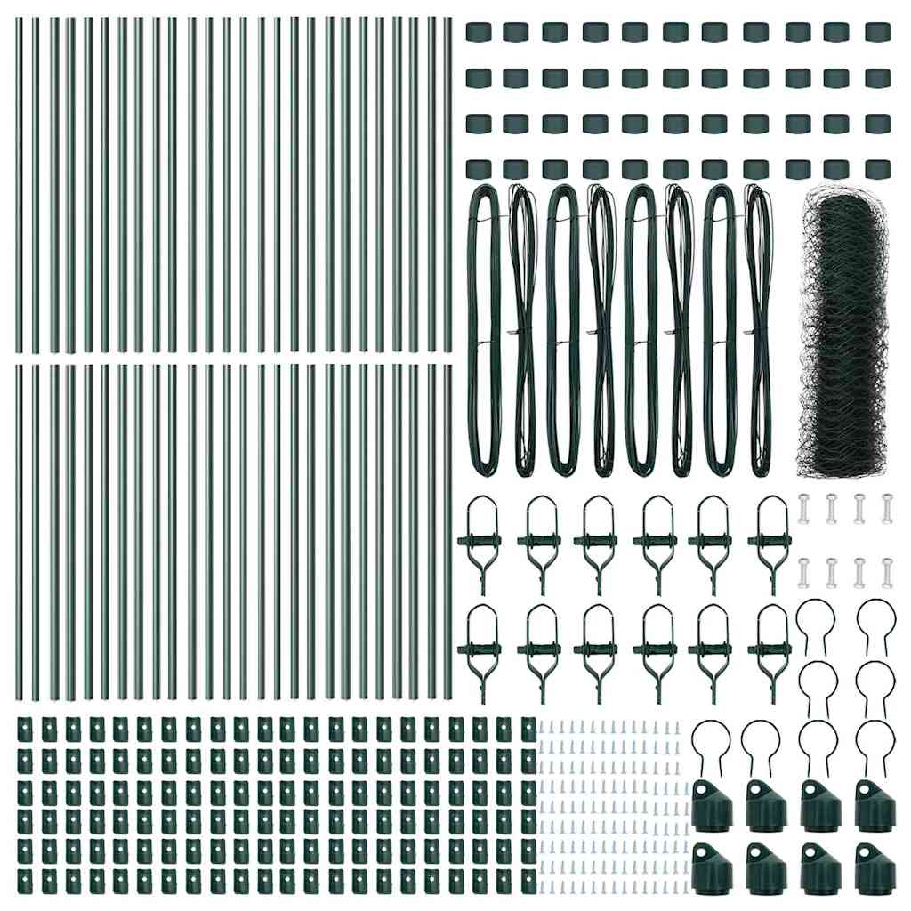 vidaXL Φράχτης με Στήλες. Πράσινο 0.6 x 100 μ Ατσάλι με επικάλυψη PVC