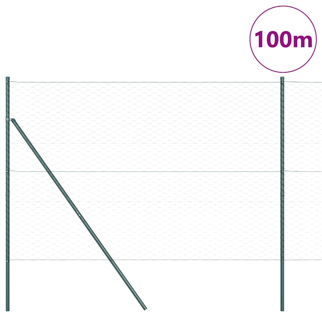 vidaXL Hexagon Fence Πράσινη 1.5x100 μ Χάλυβας