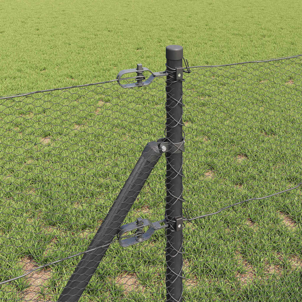 vidaXL Φράχτης με Στήλες. Γκρι 0.6 x 10 μ Ατσάλι με επικάλυψη PVC