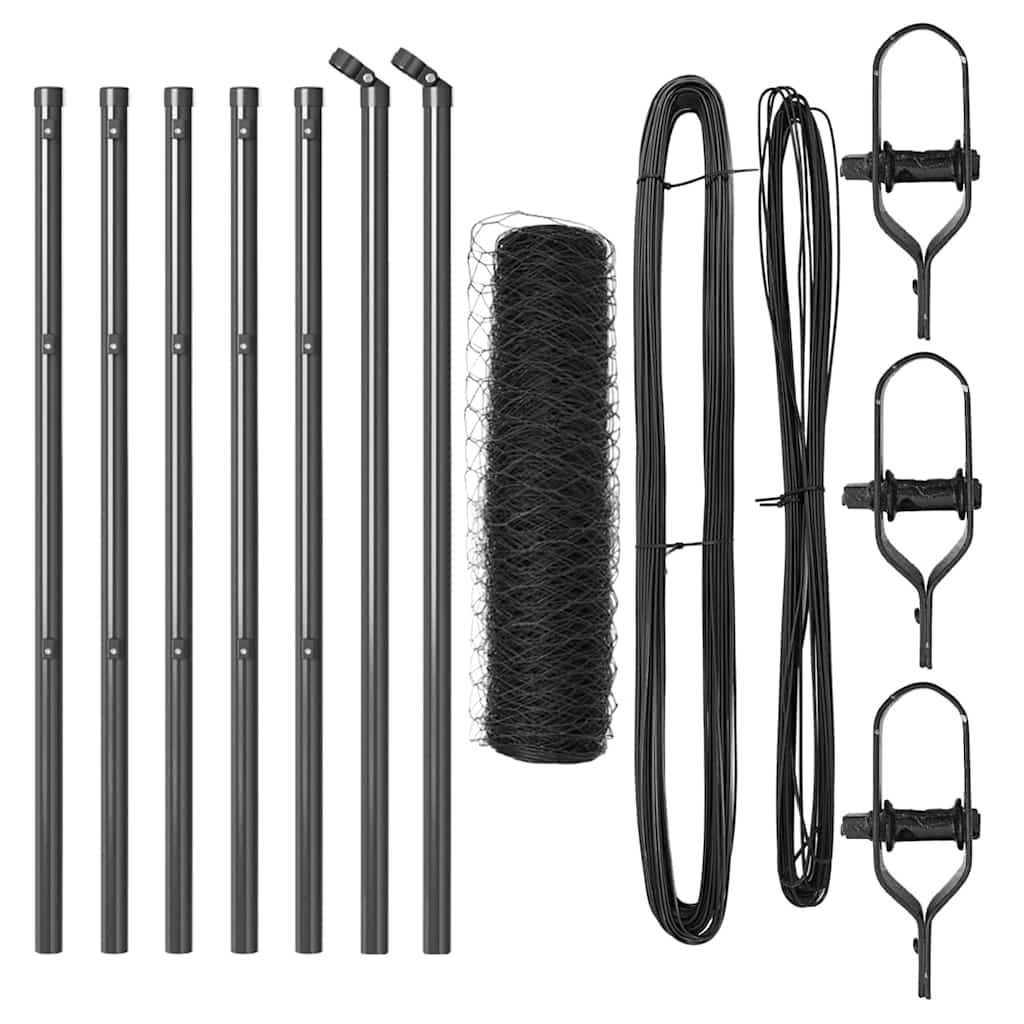 vidaXL Εξαγωνικός Φράχτης Γκρι 0.6x10 m Ατσάλι