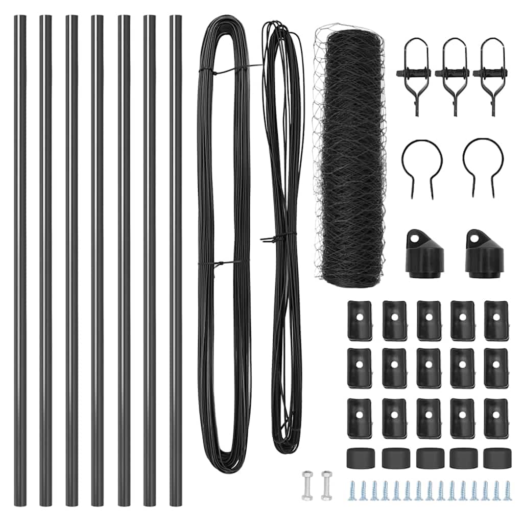 vidaXL Εξαγωνικός Φράχτης Γκρι 0.6x10 m Ατσάλι