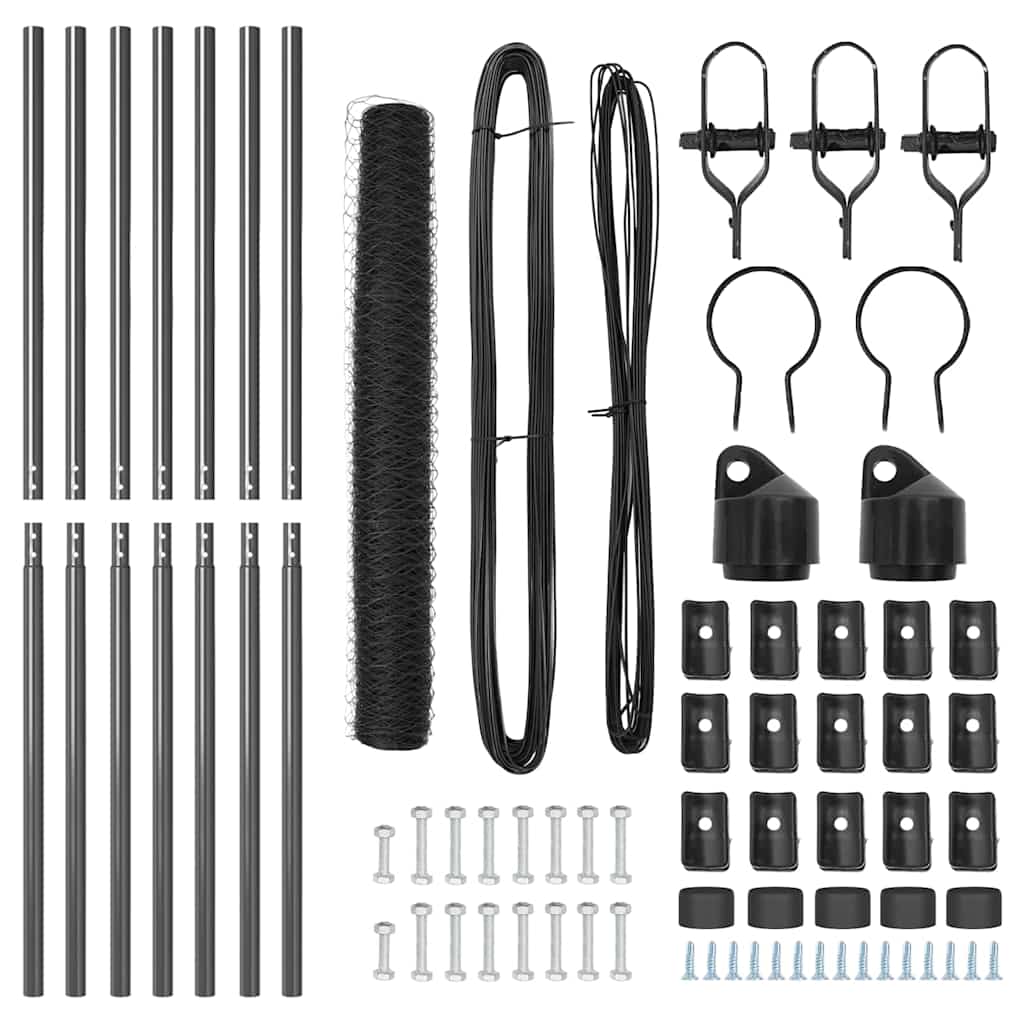 vidaXL Εξάγωνος φράχτης Γκρι 1.2x10 μ Ατσάλι