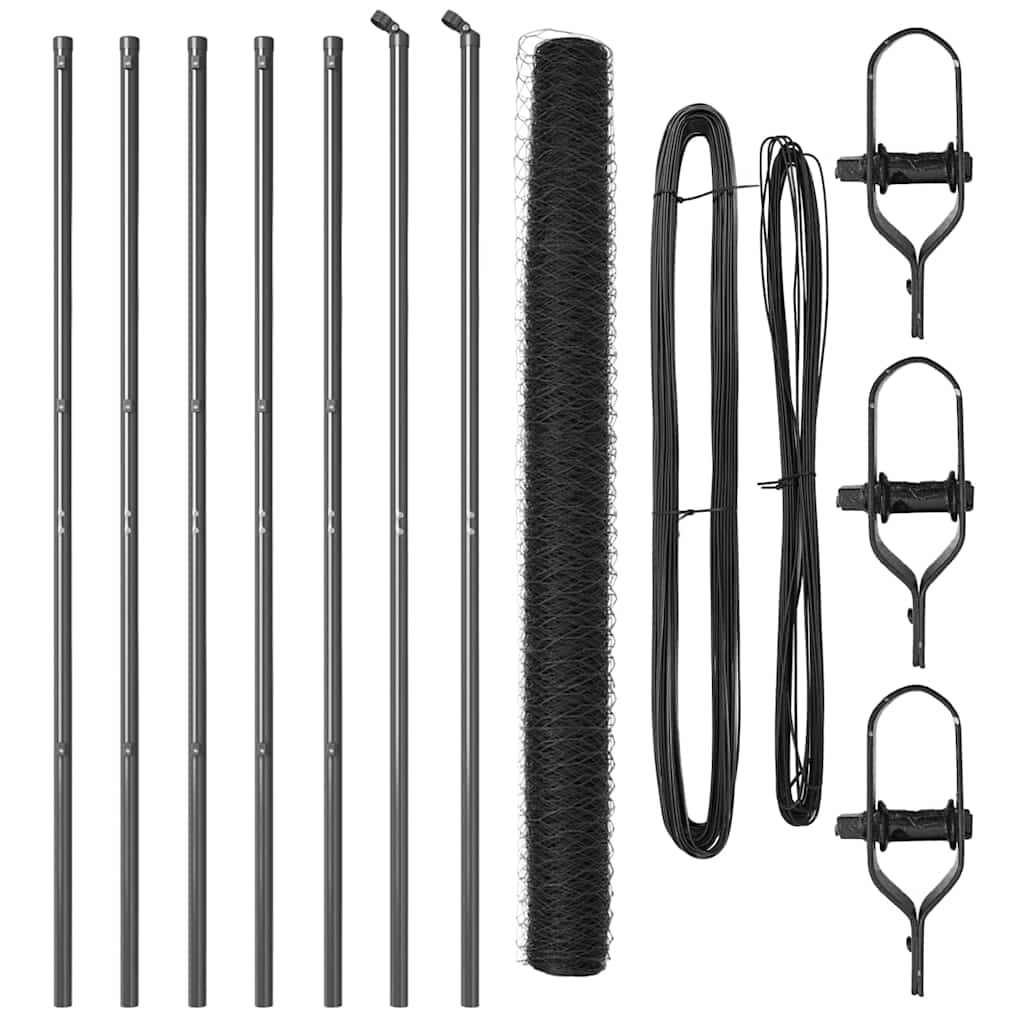 vidaXL Φράκτης Εξάγωνος Γκρι 1,6x10 m Ατσάλι