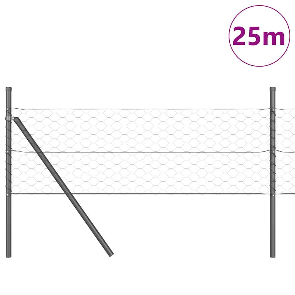 vidaXL Hexagon Fence Γκρι 0.4x25 μ Ατσάλι