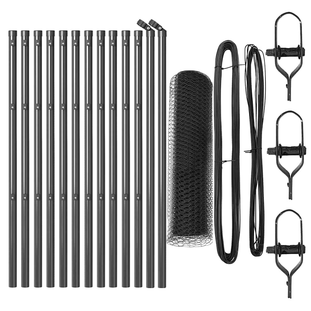 vidaXL Εξάγωνη Περίφραξη Γκρι 0,6x25 μ Χάλυβας