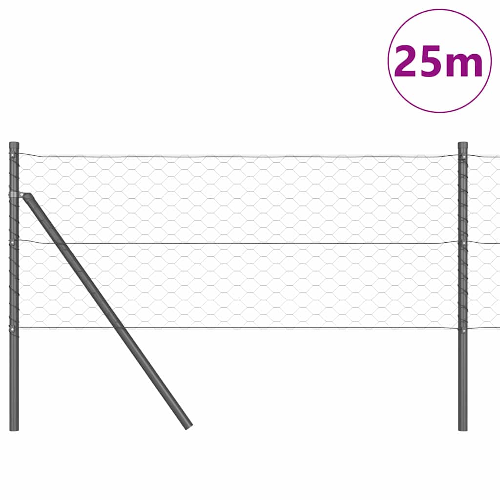 Φράχτης Hexagon vidaXL Γκρι 0.6x25 μ Χάλυβας