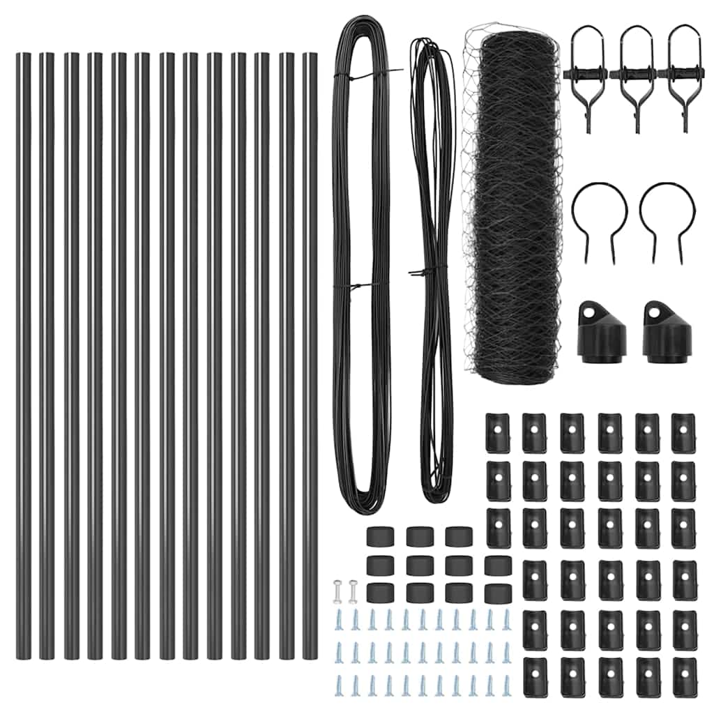 vidaXL Εξάγωνη Περίφραξη Γκρι 0.8x25 μ Ατσάλι