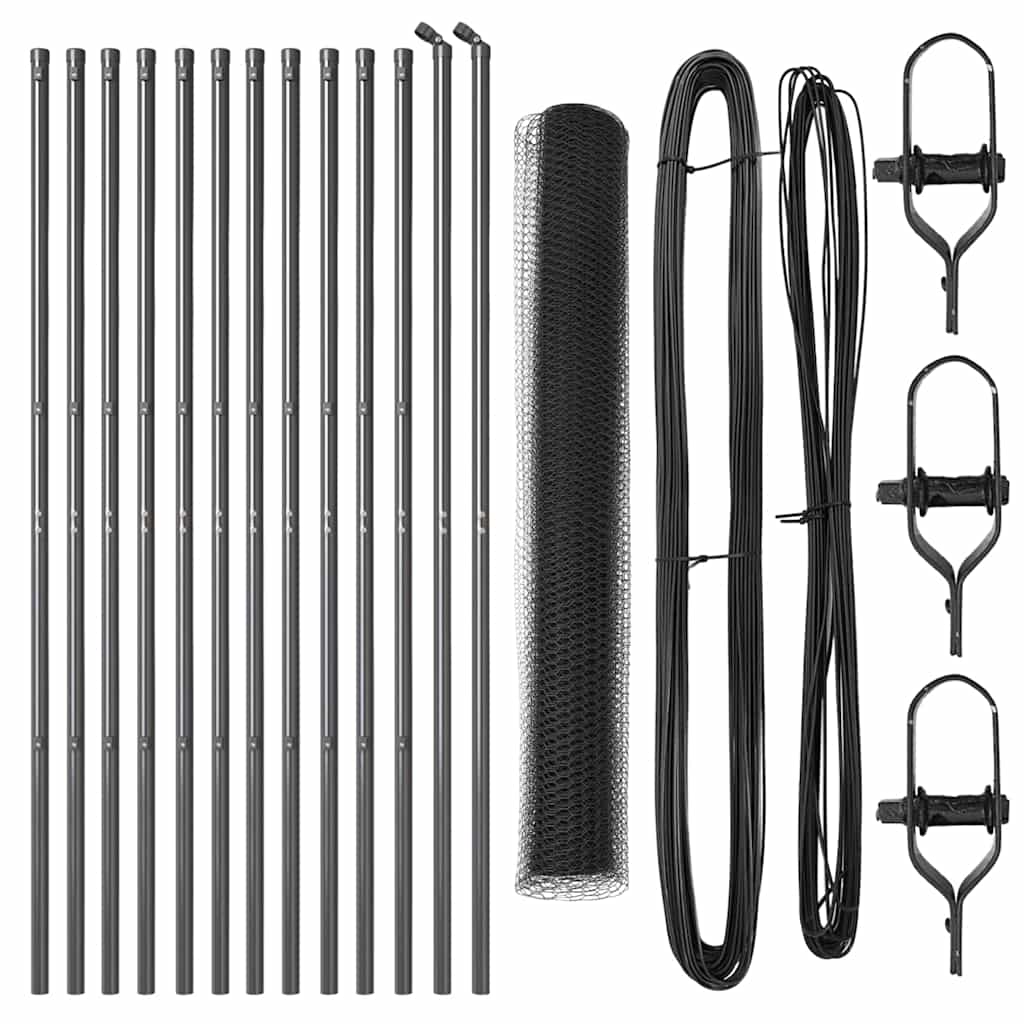 vidaXL Σετ Φράχτη Σετ 2 Τεμαχίων Γκρι Γαλβανισμένος Χάλυβας Μεγάλο