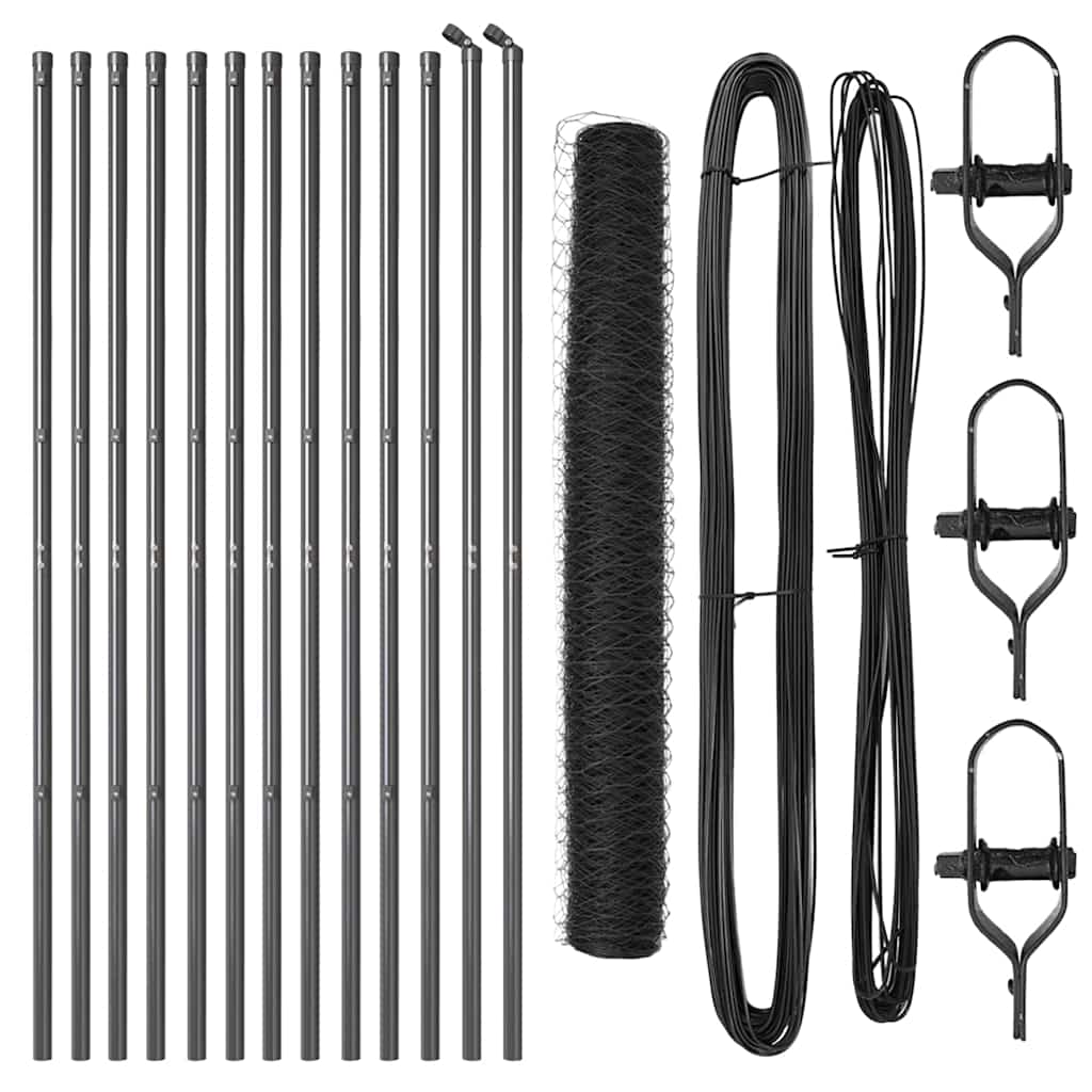 Φράκτης Hexagon vidaXL Γκρι 1.4x25 μ Μέταλλο