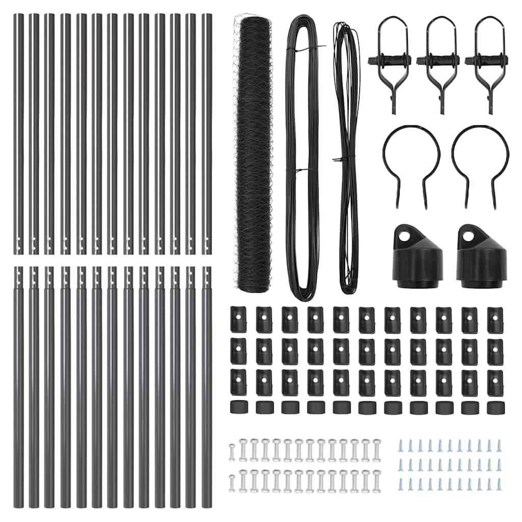 vidaXL Hexagon Fence Γκρι 1.4x25 μ. Χάλυβας