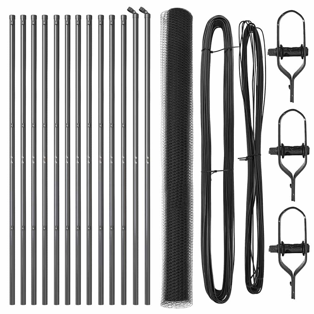 vidaXL Γκρι Εξάγωνος Φράχτης 1,6x25 μ Χάλυβας