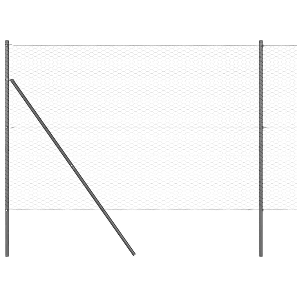 VidaXL Φράχτης Hexagon Γκρι 1.6x25 μ Χάλυβας