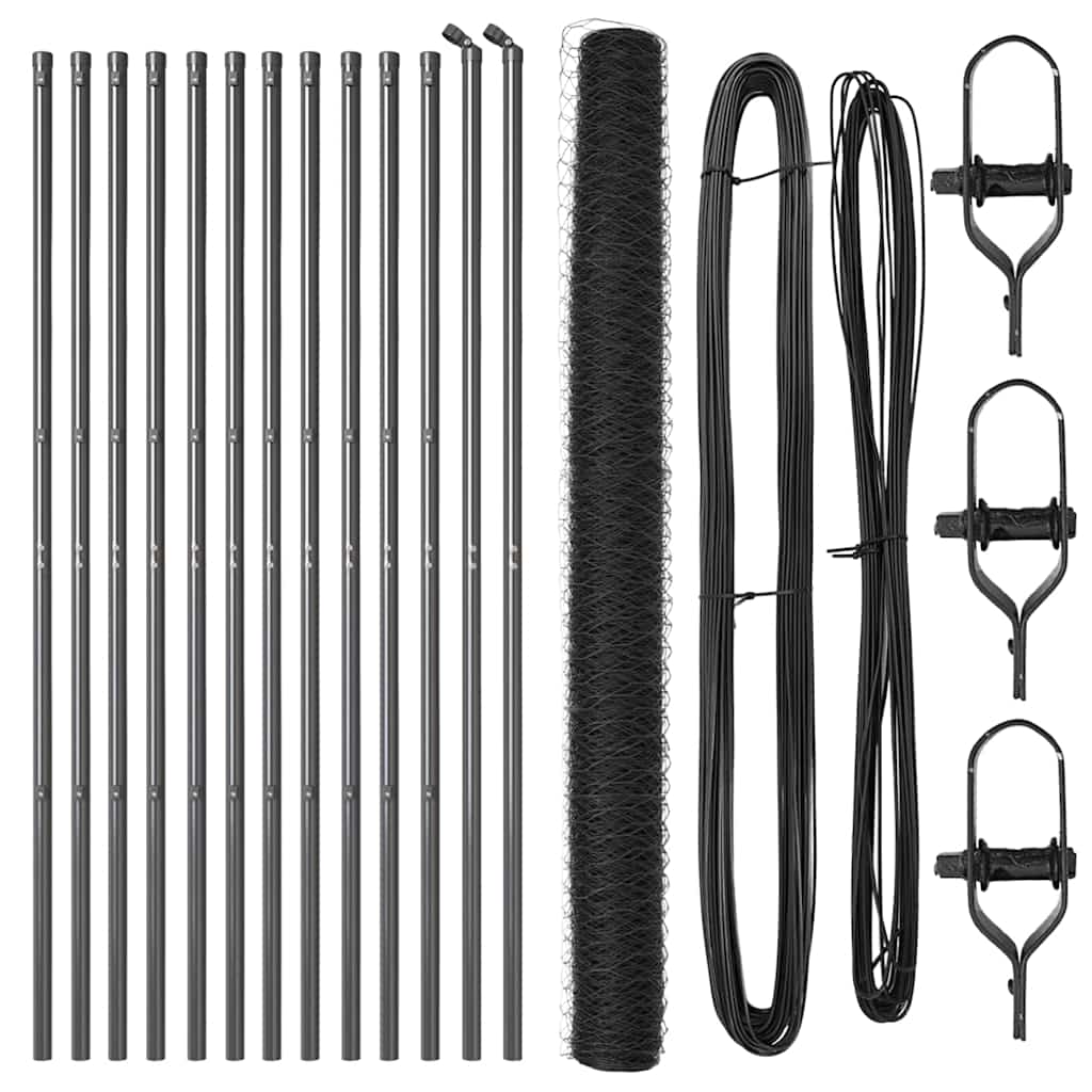 vidaXL Εξάγωνη Φράχτη Γκρι 1.6x25 μ Ατσάλι