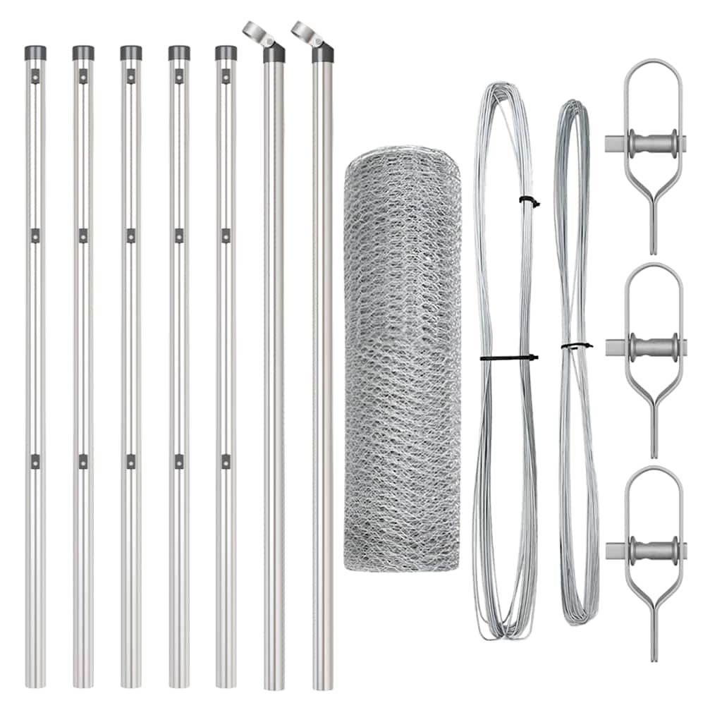 vidaXL Φράχτης με Στήλες. Ασημί 0.6 x 10 μ Ατσάλι με επικάλυψη PVC