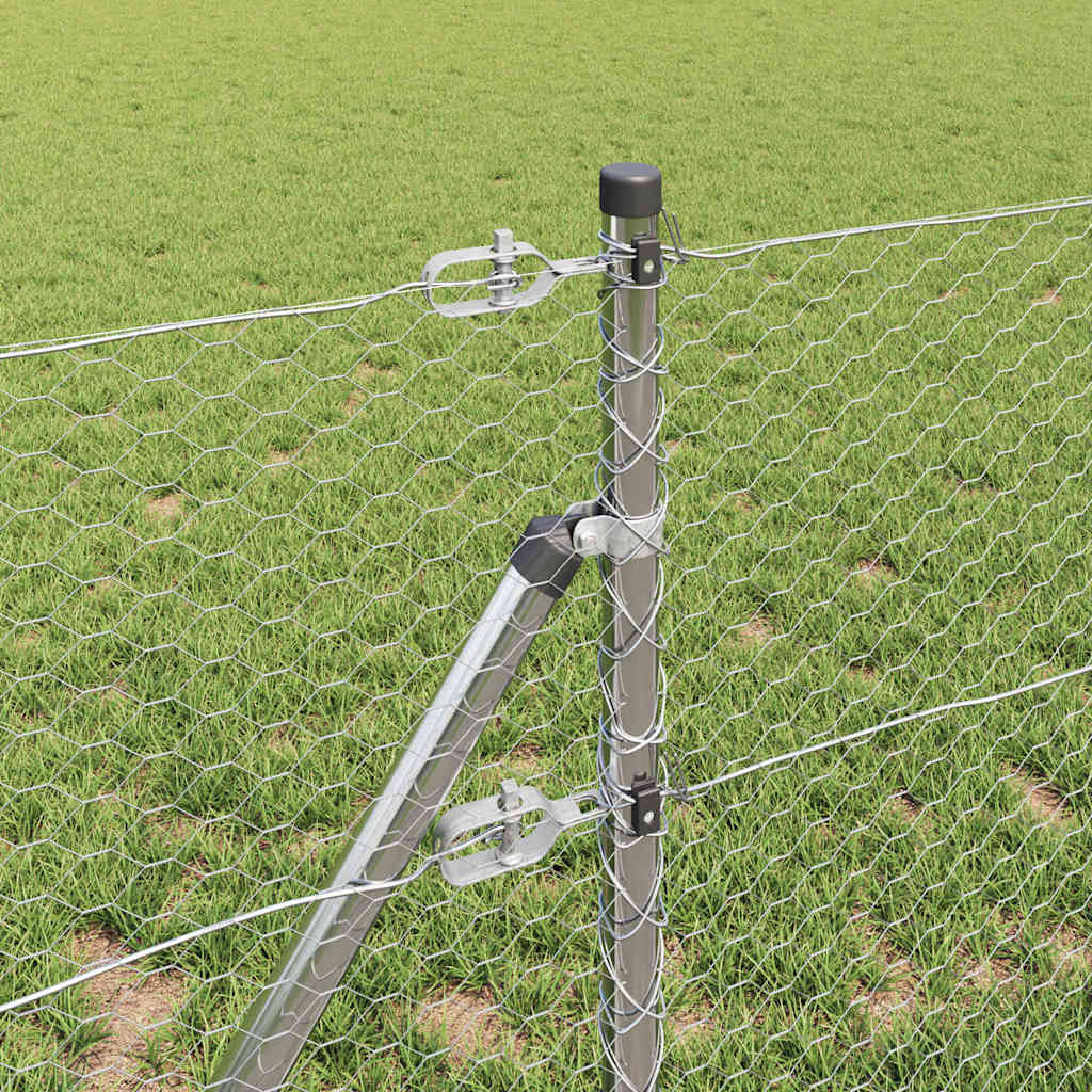 vidaXL Φράχτης με Στήλες. Ασημί 0.6 x 10 μ Ατσάλι με επικάλυψη PVC