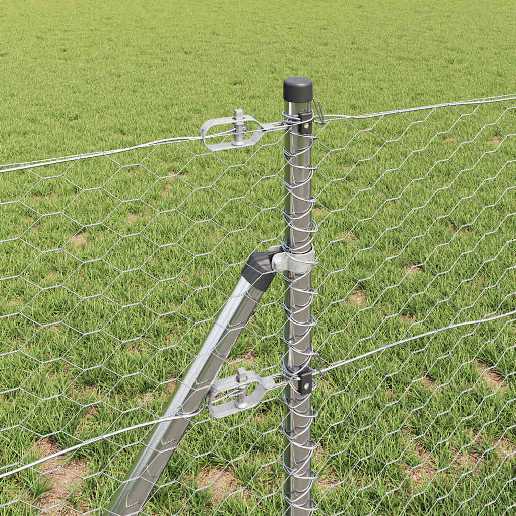 vidaXL Φράχτης με Στήλες. Ασημί 0.6 x 10 μ Ατσάλι με επικάλυψη PVC