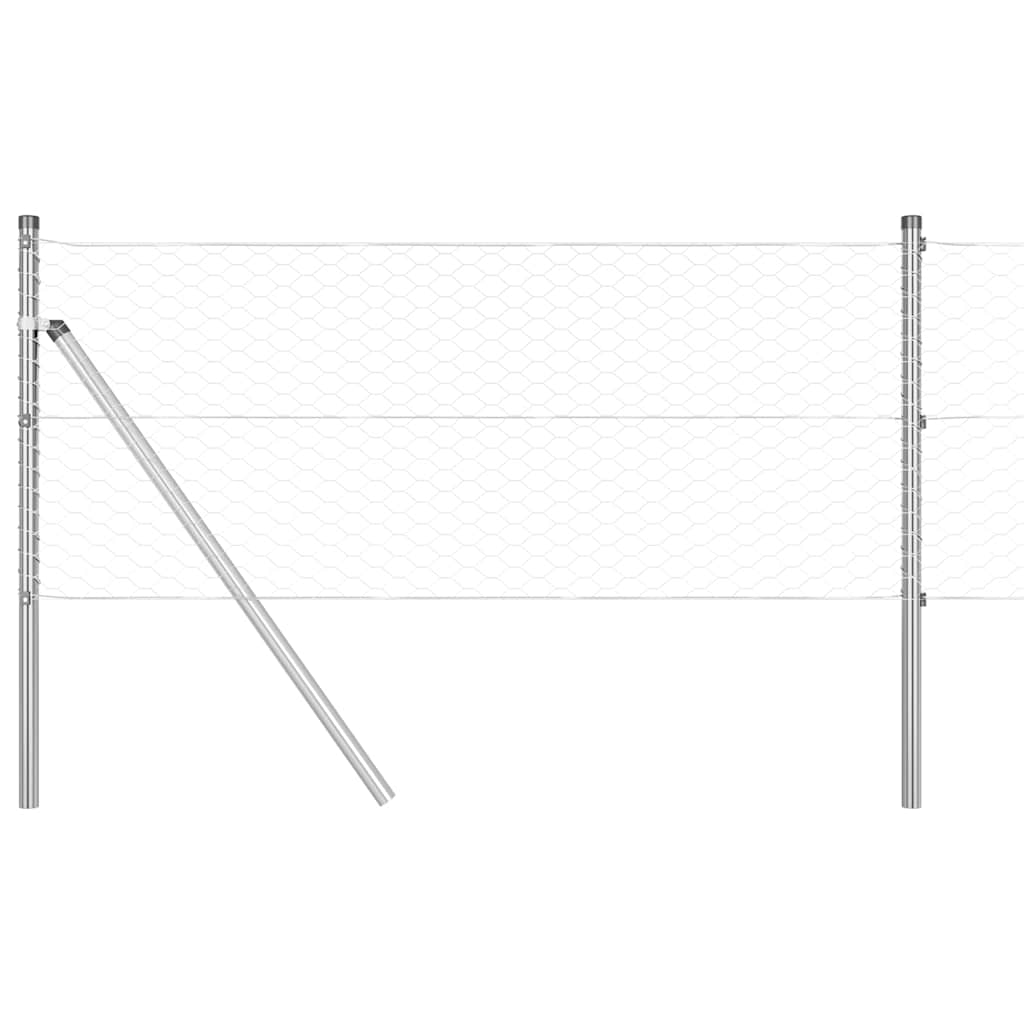 vidaXL Φράχτης με Στήλες. Ασημί 0.6 x 10 μ Ατσάλι με επικάλυψη PVC