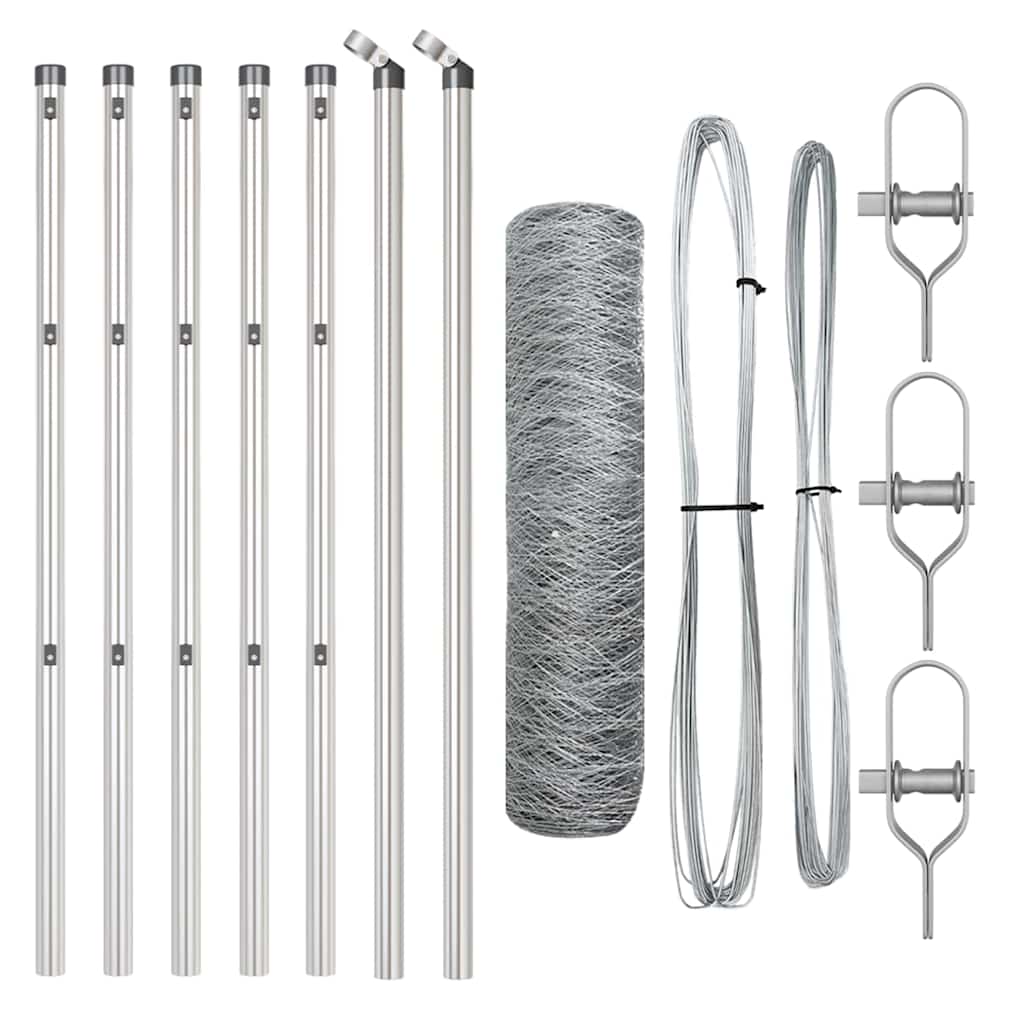 vidaXL Φράχτης με Στήλες. Ασημί 0.6 x 10 μ Ατσάλι με επικάλυψη PVC