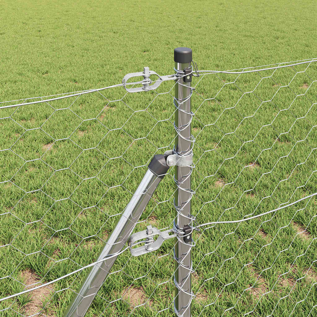 vidaXL Φράχτης με Στήλες. Ασημί 0.6 x 10 μ Ατσάλι με επικάλυψη PVC