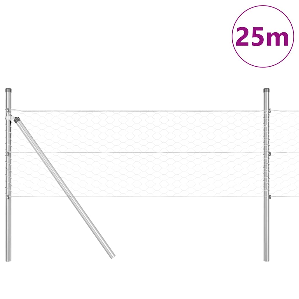 vidaXL Στύλος Περιφράξεων Ασημί 25 x 0,4 m (36 mm πλέγμα) Ατσάλι