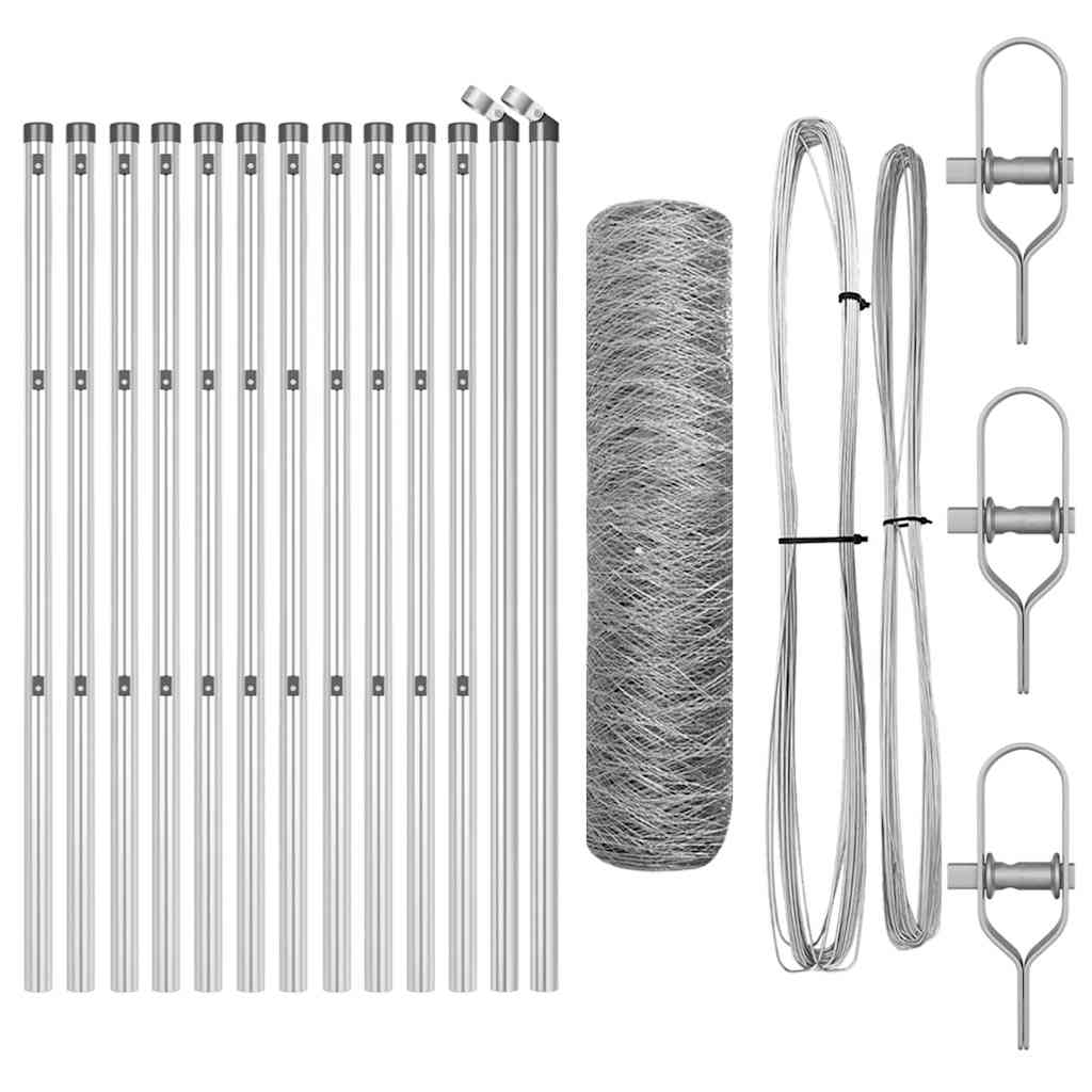 vidaXL Στύλος Περιφράξεων Ασημί 25 x 0,5 μ (50 mm πλέγμα) Ατσάλι