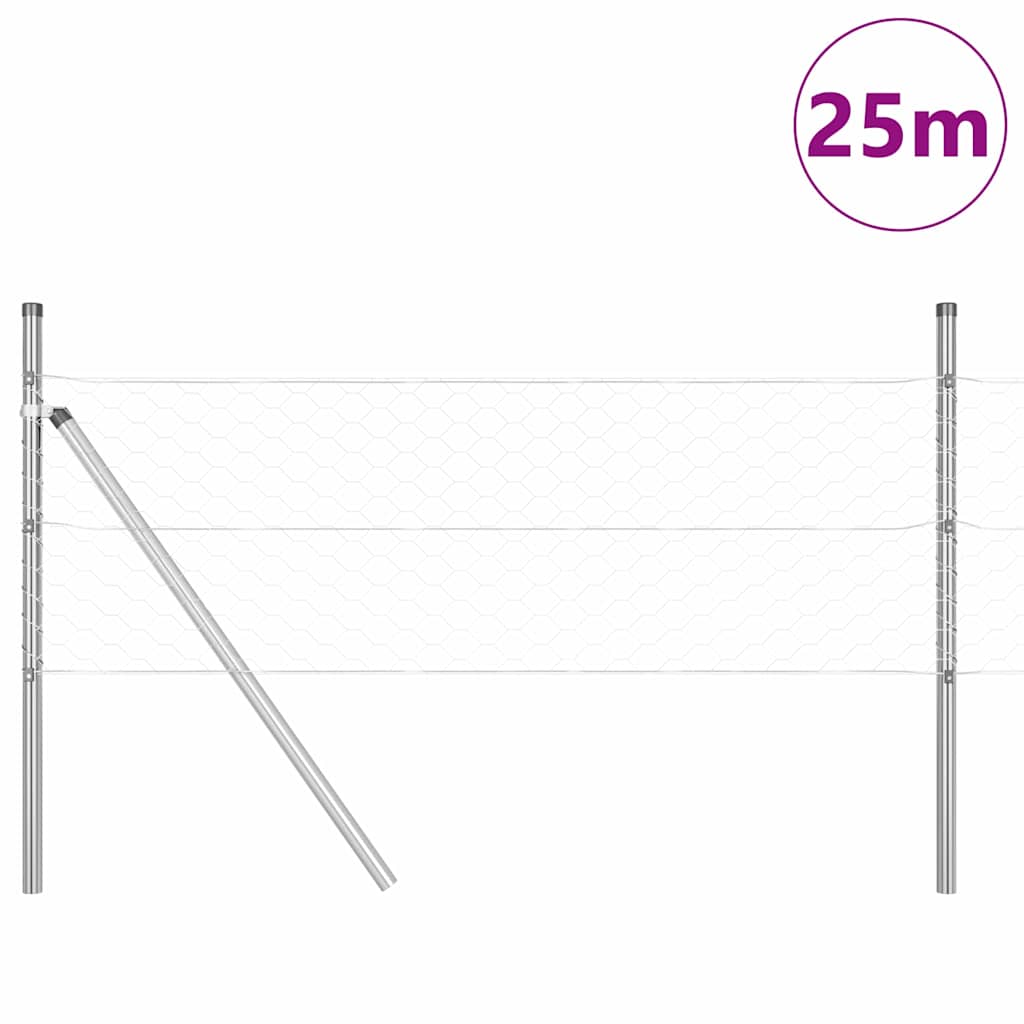 vidaXL Στύλος Περιφράξεων Ασημί 25 x 0,5 μ (50 mm πλέγμα) Ατσάλι