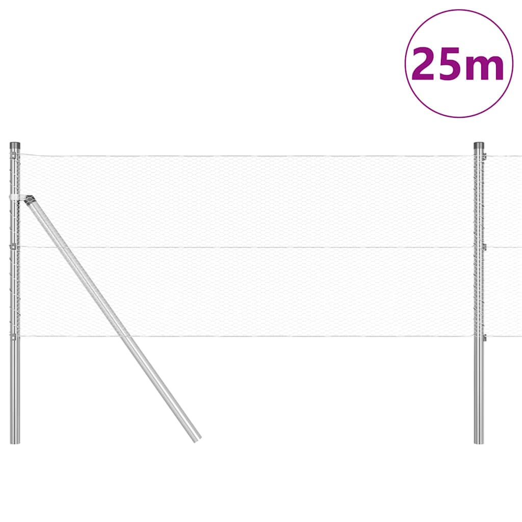 Φράχτης vidaXL Εξάγωνος 0.6x25 μ Γαλβανισμένο Ατσάλι