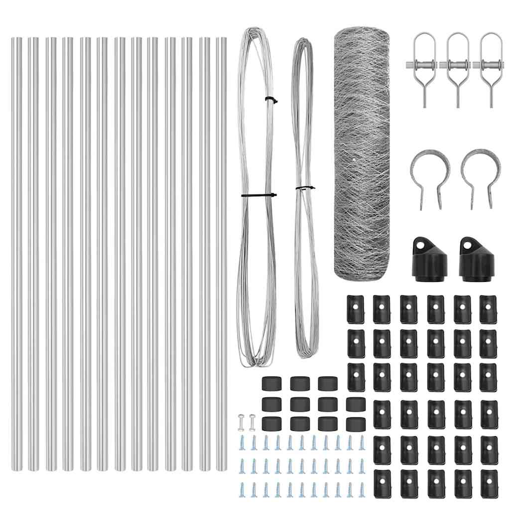 vidaXL Φράχτης με Στήλες. Ασημί 0.6 x 25 μ Ατσάλι με επικάλυψη PVC