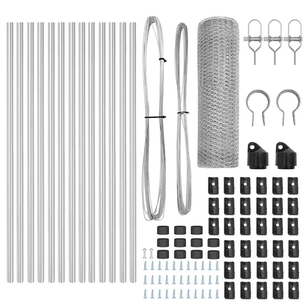 vidaXL Φράχτης Εξάγωνος 0.8x25 μ Γαλβανισμένος Χάλυβας