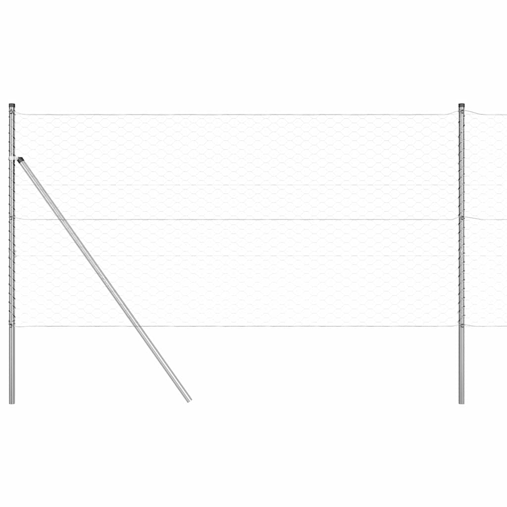 vidaXL Φράκτης Hexagon με 7 Πόλους 1.2x25 μ Ατσάλι Ασημί