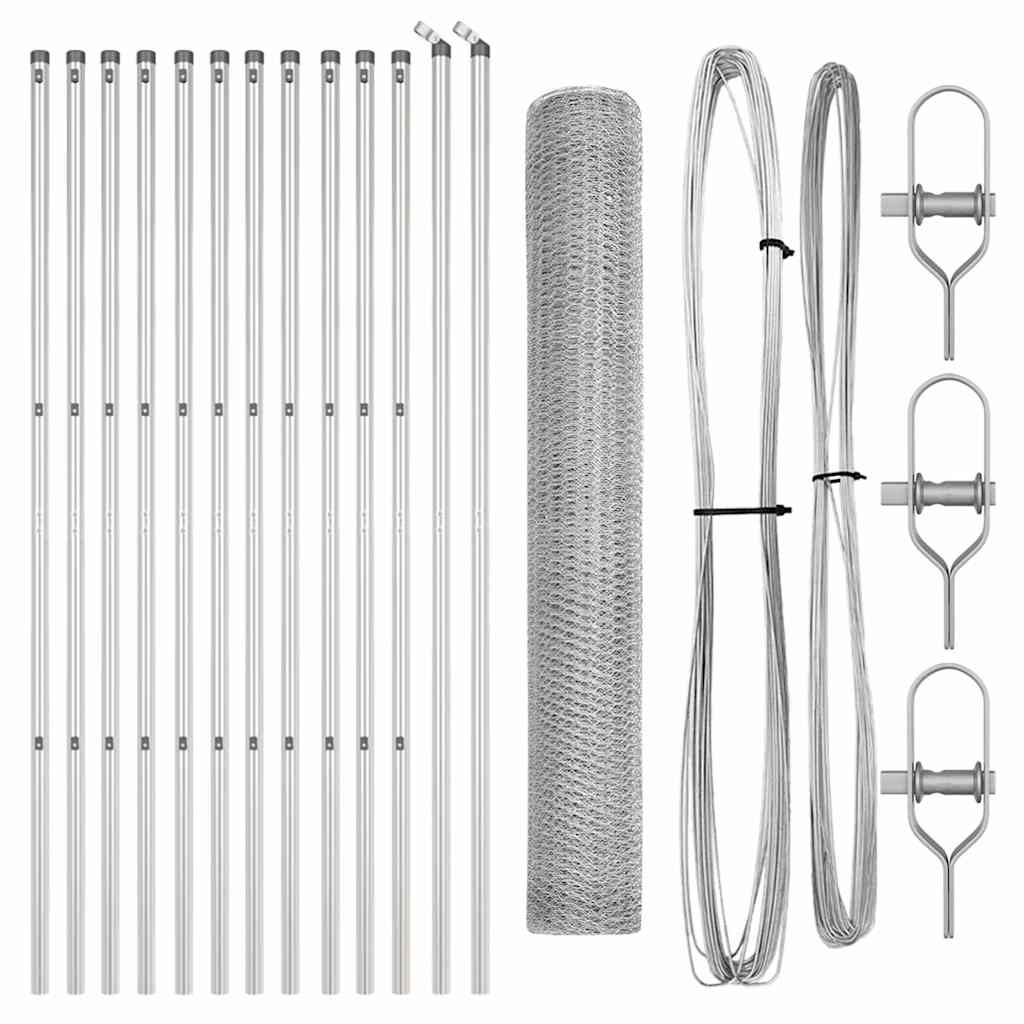 vidaXL Εξάγωνος Φράκτης 1.4x25 μ Γαλβανισμένο Ατσάλι