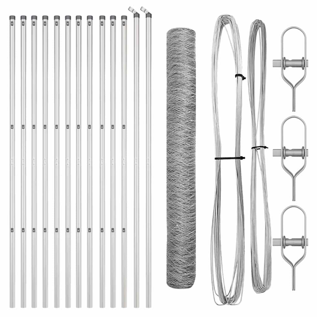 vidaXL Εξαγωνικός Φράχτης 1.4x25 m Γαλβανισμένος Χάλυβας