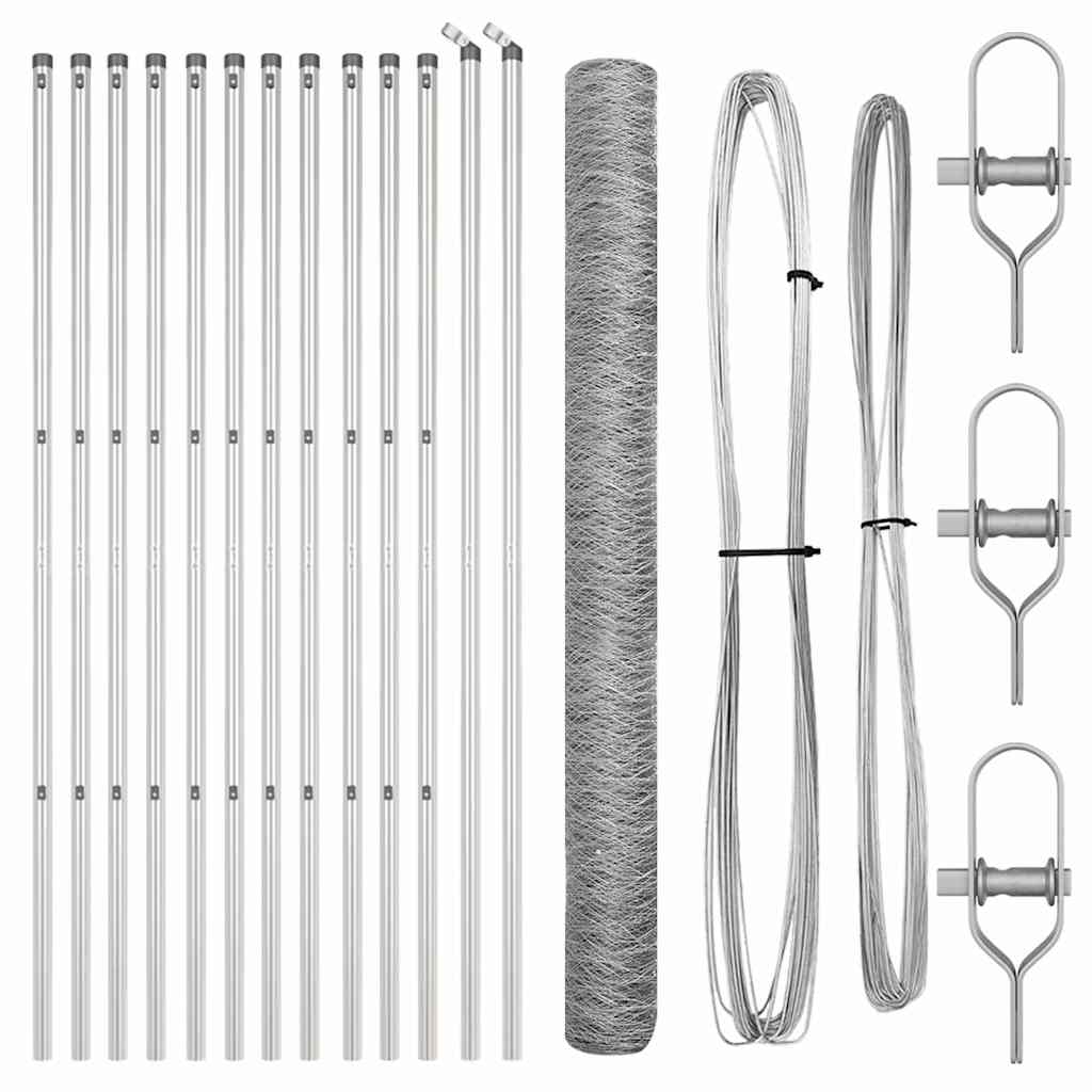 vidaXL σετ φράχτη Σετ από 2 Γαλβανισμένο ατσάλι 25 x 1.5 μ Ανθεκτικό