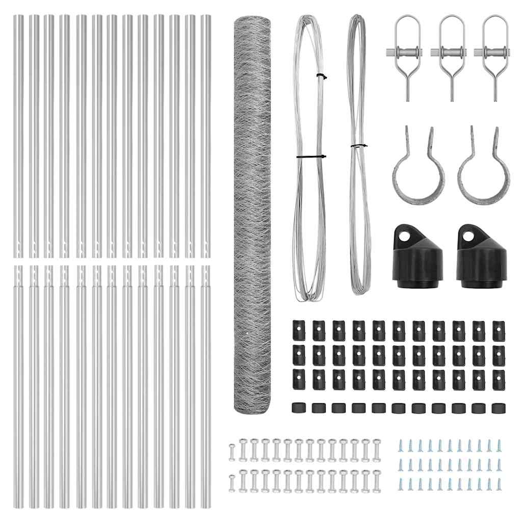 vidaXL σετ φράχτη Σετ από 2 Γαλβανισμένο ατσάλι 25 x 1.5 μ Ανθεκτικό