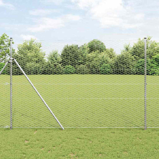 vidaXL Hexagon Fence 1.6x25 μ Γαλβανισμένος Χάλυβας