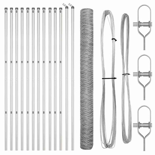 vidaXL Hexagon Fence 1.6x25 μ Γαλβανισμένος Χάλυβας