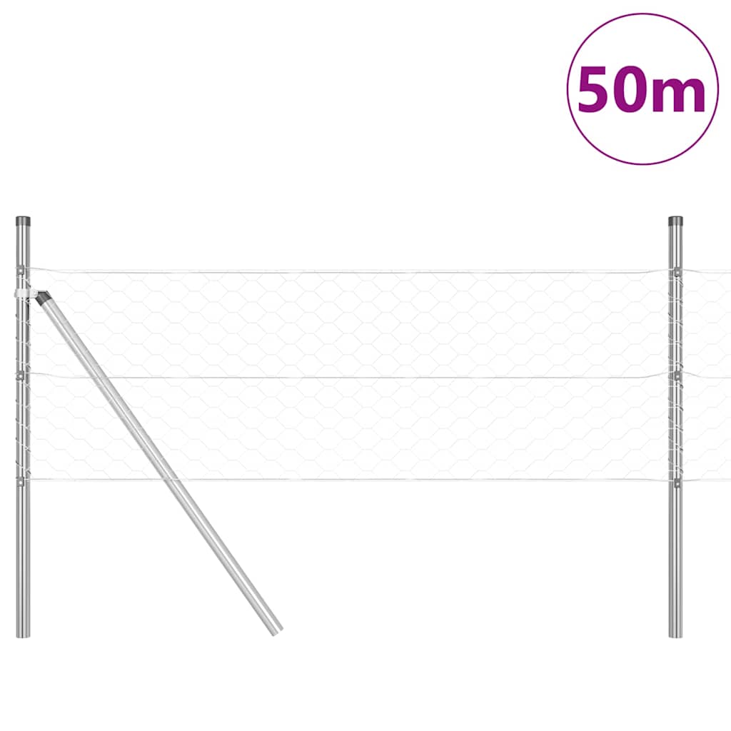 vidaXL Έξιγωνο φράχτη σταθερού εδάφους 50 x 0,4 μ Ασημί Δίχτυ