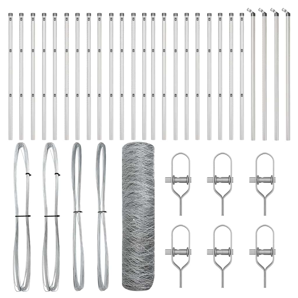 vidaXL Εξάγωνος Φράχτης 0.6x50 μ Γαλβανισμένος Χάλυβας