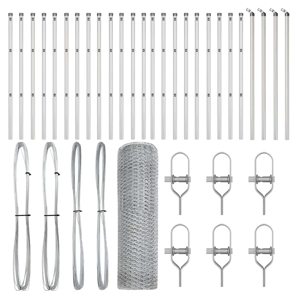 vidaXL Εξάγωνος Φράκτης 0.8x50 μ Γαλβανισμένος Χάλυβας