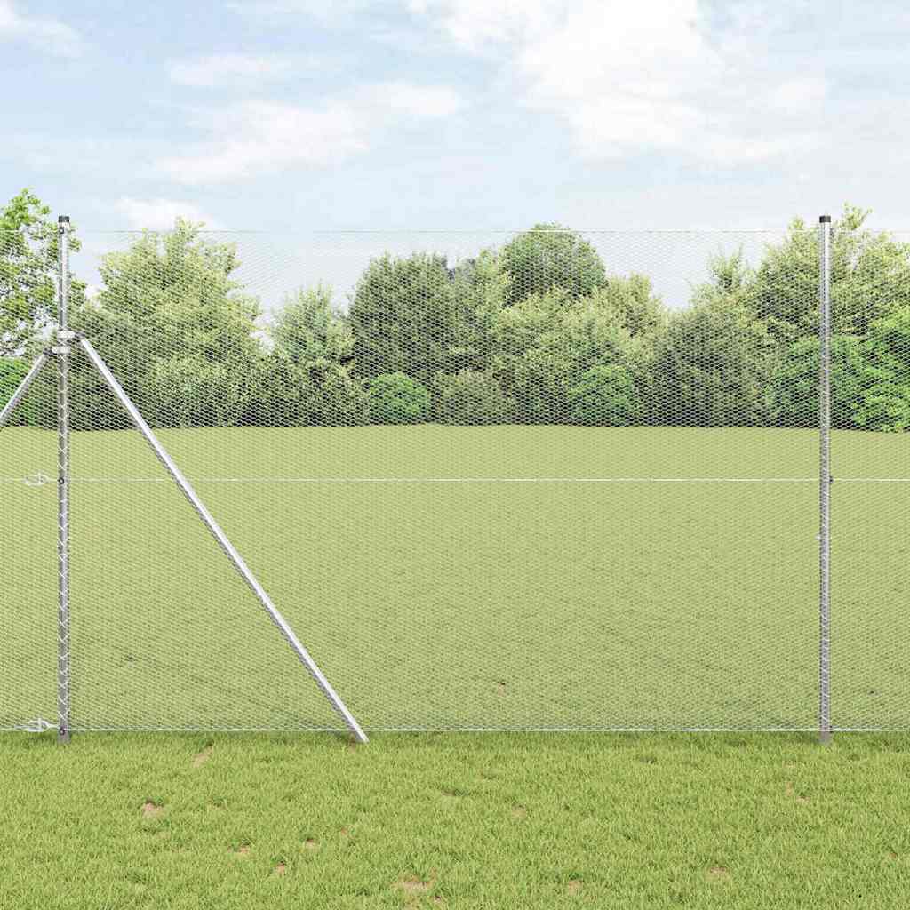 vidaXL Έξιγωνο φράχτη σταθερού εδάφους 50 x 1,5 m Ασημί Δίχτυ