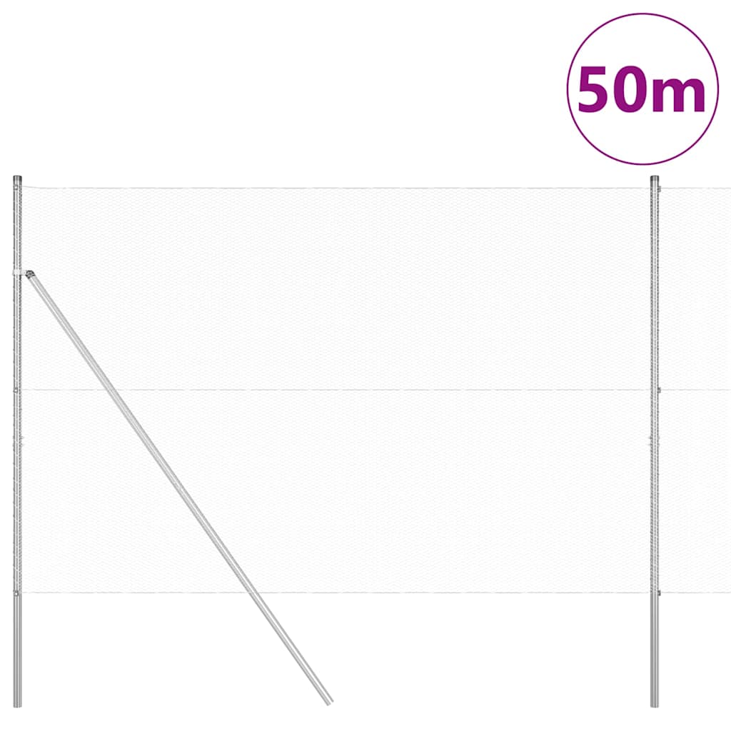 vidaXL Έξιγωνο φράχτη σταθερού εδάφους 50 x 1,5 m Ασημί Δίχτυ