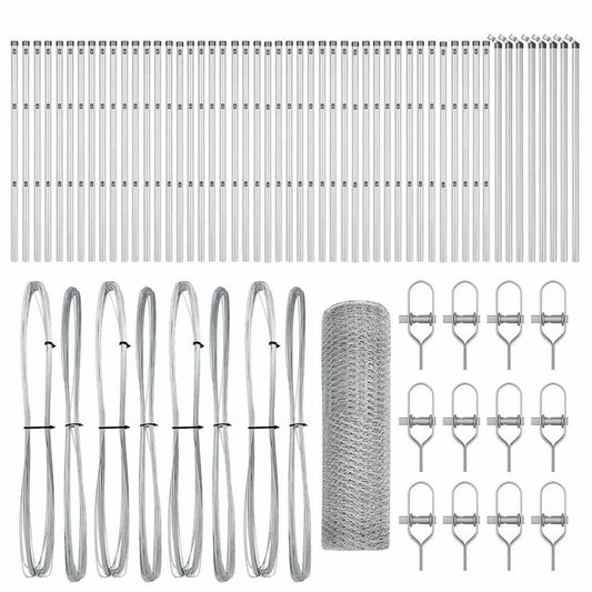 vidaXL Φράχτης με Στήλες. Ασημί 0.5 x 100 μ Ατσάλι με επικάλυψη PVC
