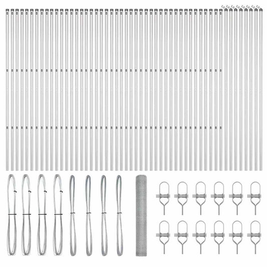 vidaXL Φράχτης με Στήλες. Ασημί 1 x 100 m Ατσάλι με επικάλυψη PVC