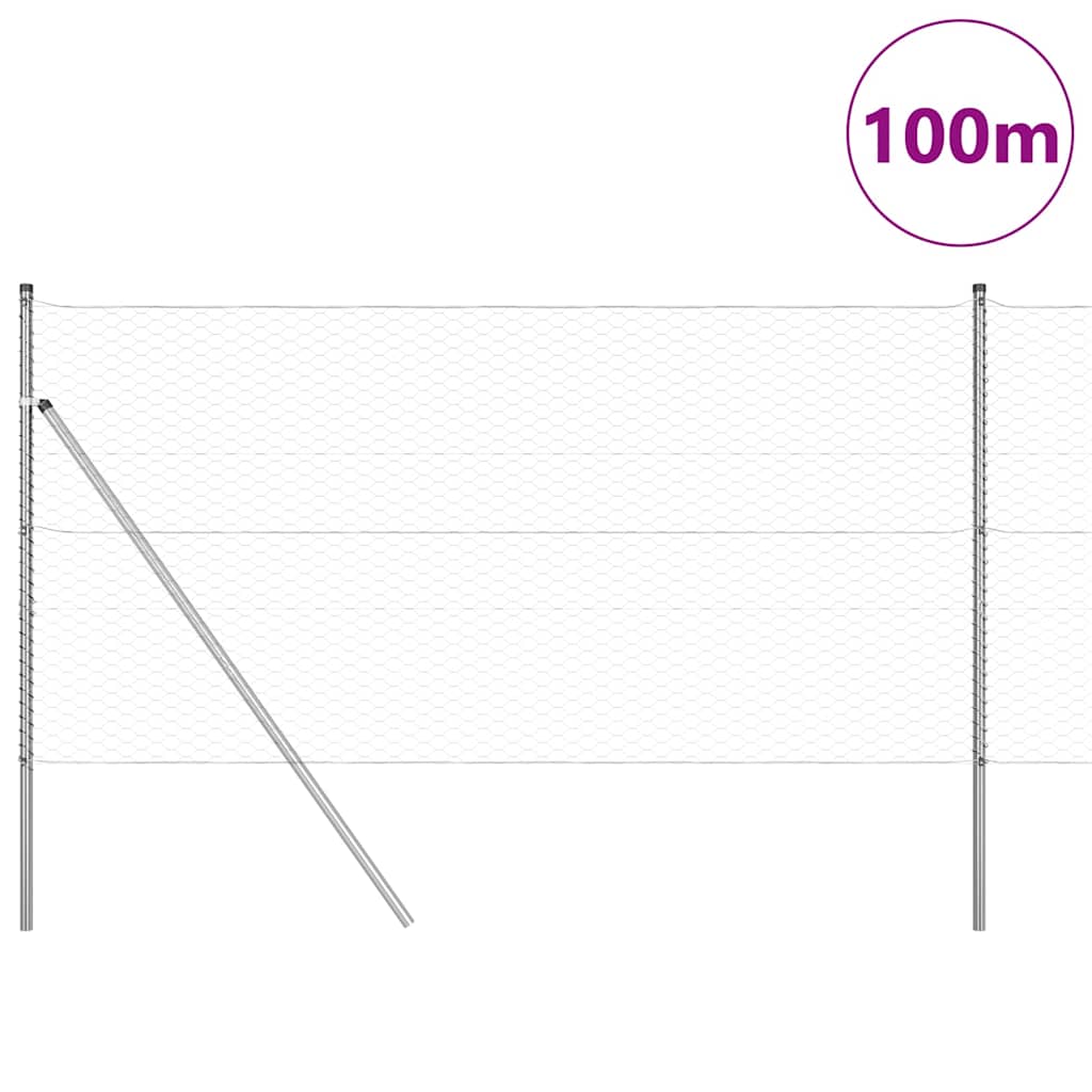vidaXL Έξιγωνο φράχτη σταθερού εδάφους 100 x 1,4 μ Ασημί Δίχτυ