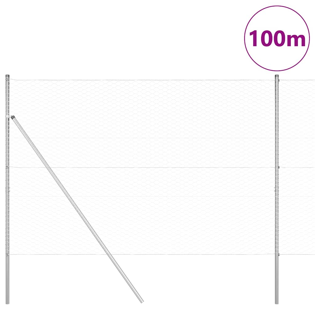 vidaXL Εξάγωνος Φράχτης 1.6x100 μ Γαλβανισμένο Ατσάλι