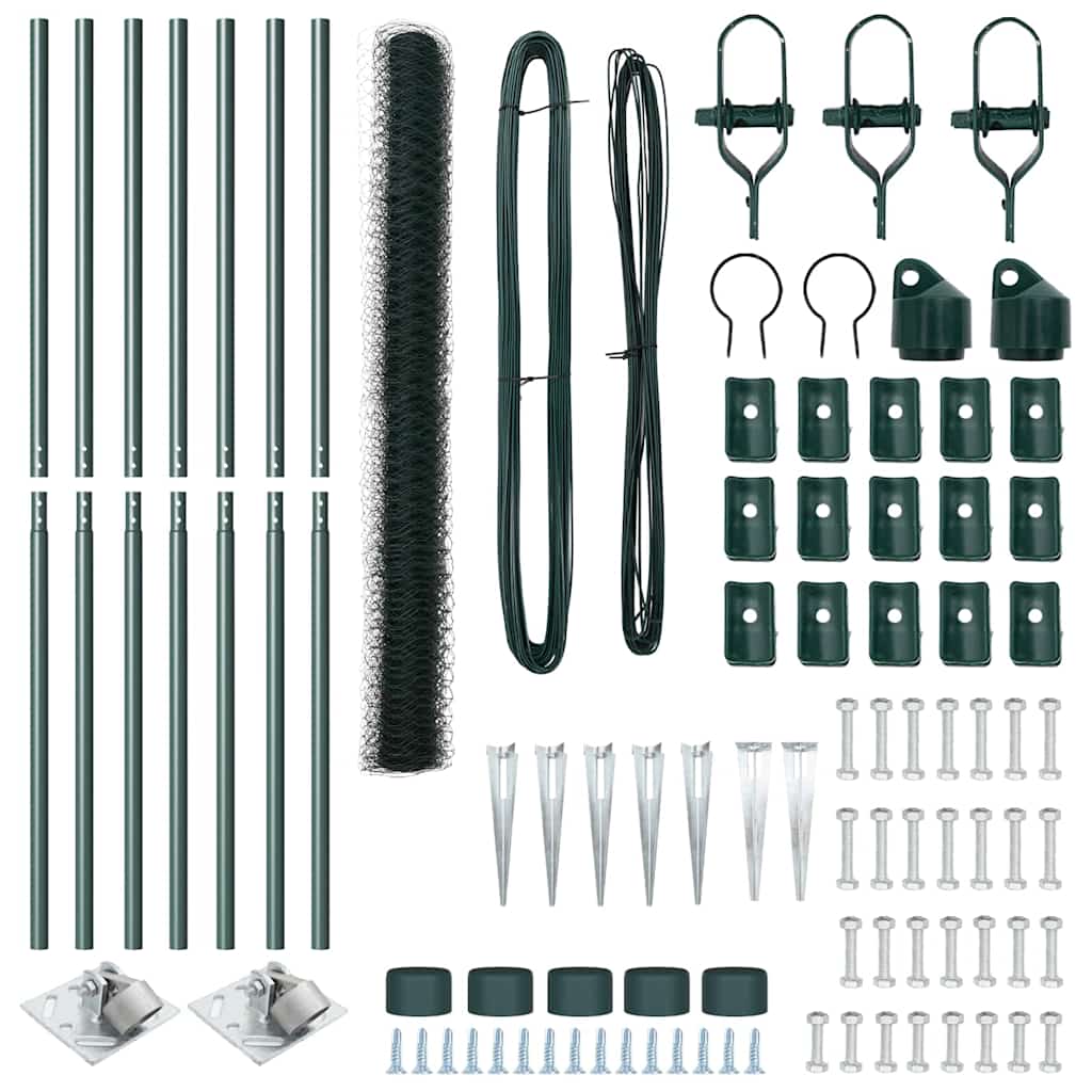 vidaXL Φράχτης Εξάγωνος Πράσινος 1.5x10 μ Χάλυβας