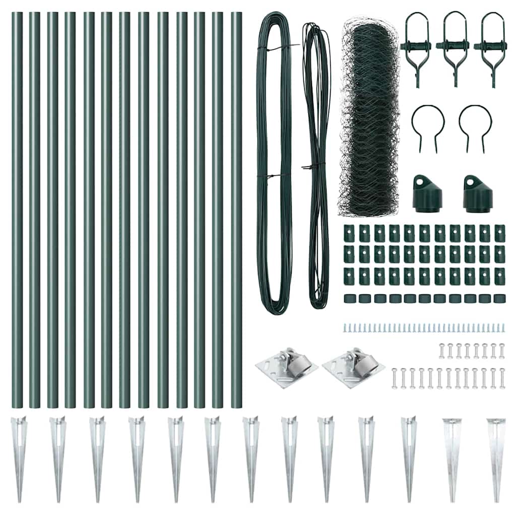 vidaXL Περίφραξη Εξάγωνη Πράσινη 0,4x25 m Ατσάλι