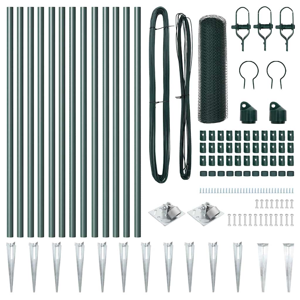 Περίφραξη Hexagon vidaXL Πράσινη 0.6x25 m Χάλυβας