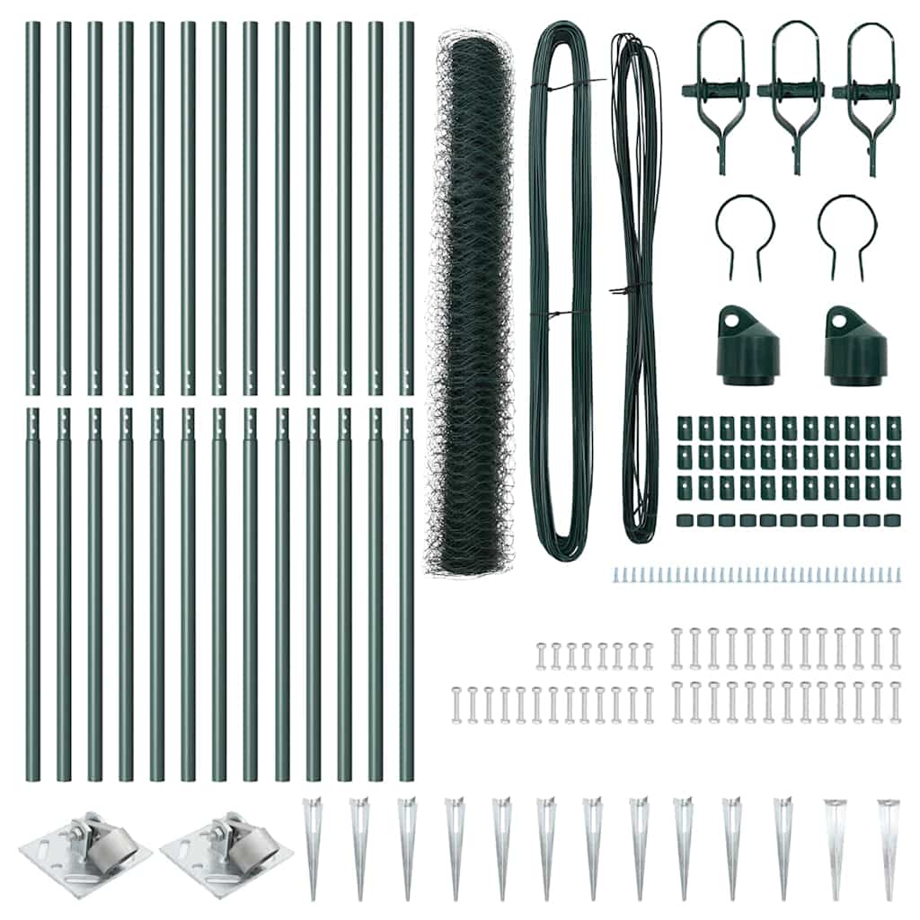 vidaXL Εξάγωνος Φράχτης Πράσινος 1.4x25 μ Χάλυβας